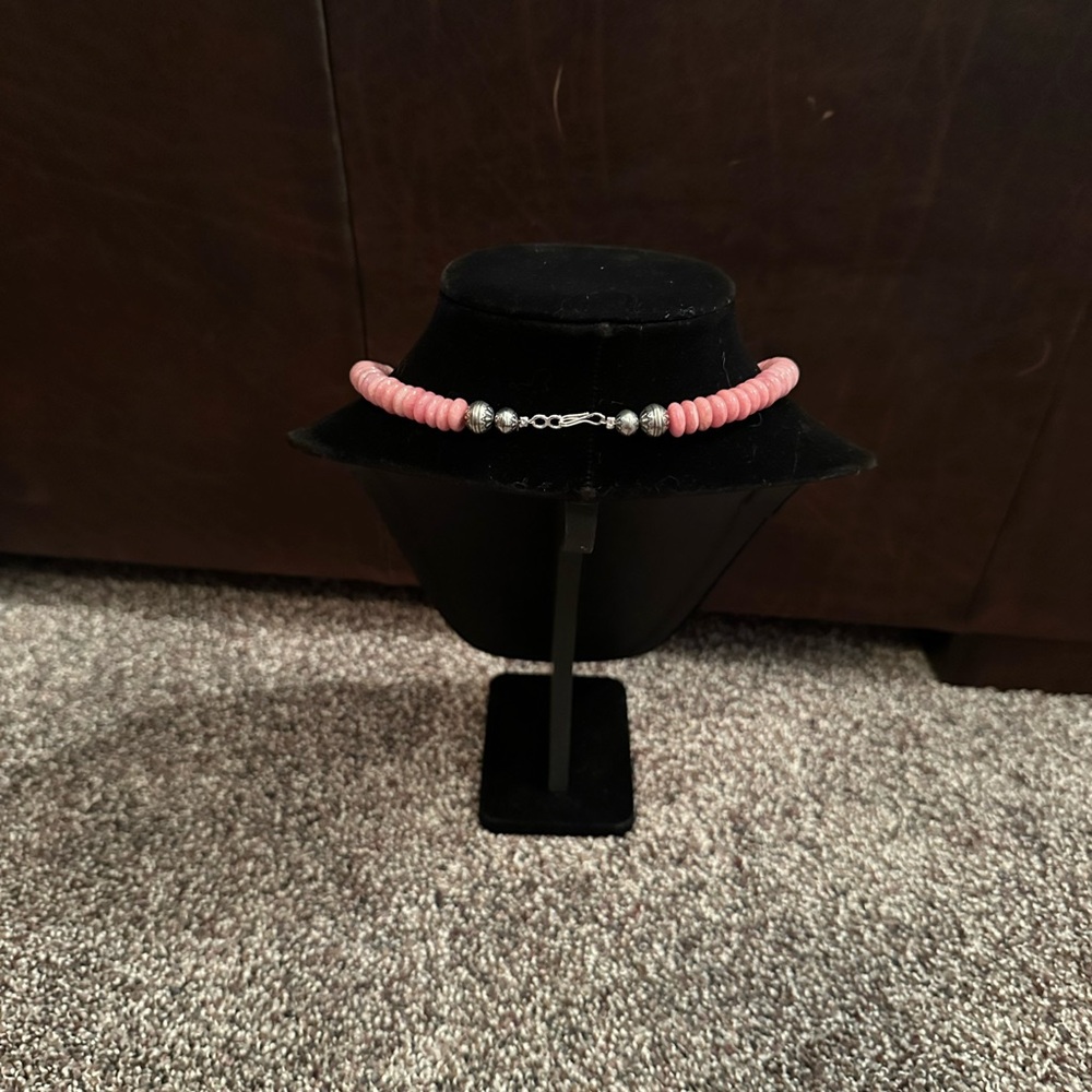 Hand Crafted “One of a Kind” Rhodochrosite & Sterling Silver Necklace - Picture 4 of 4